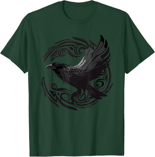Crow Raven Norse Mythology Viking Vikings Nordic Bird T-Shirt - T-Shirt | Forest