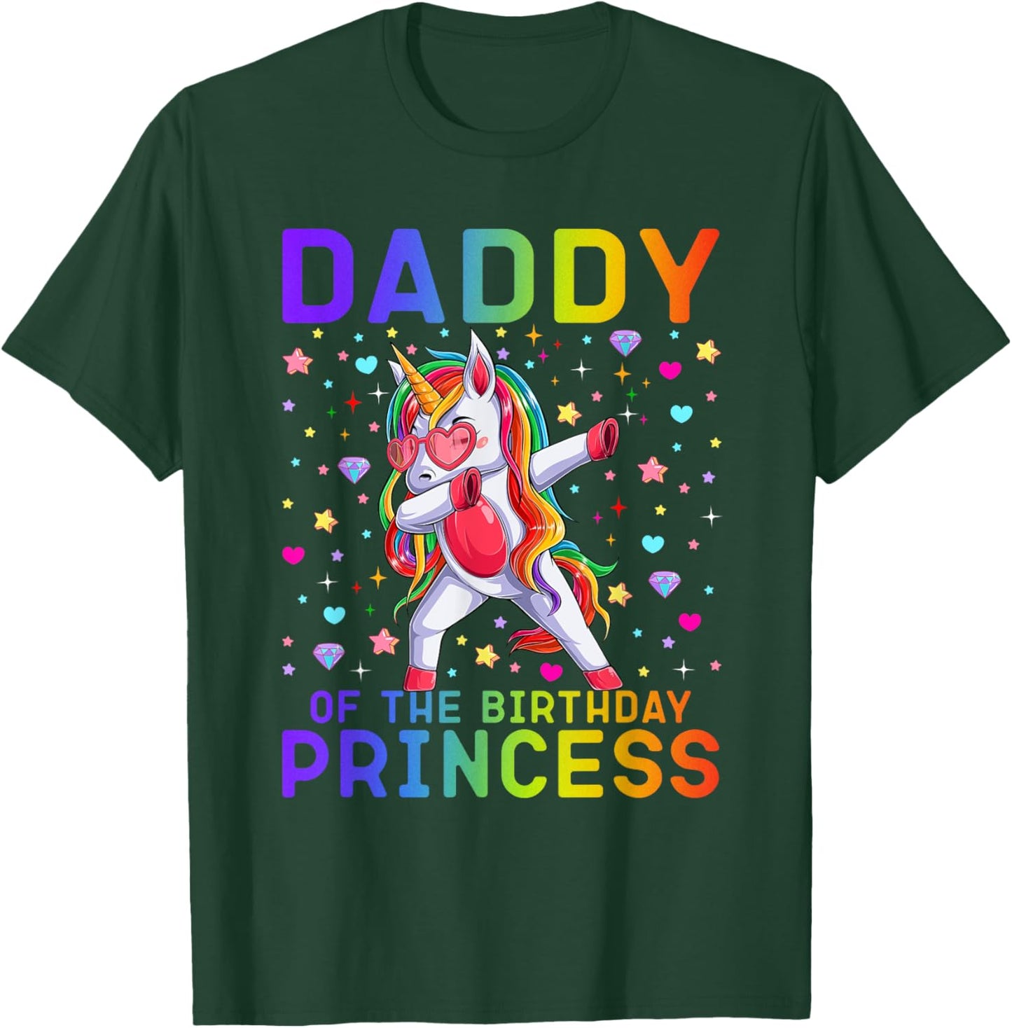 Daddy of the Birthday Princess Girl Dabbing Unicorn Dadacorn T-Shirt - T-Shirt | Forest