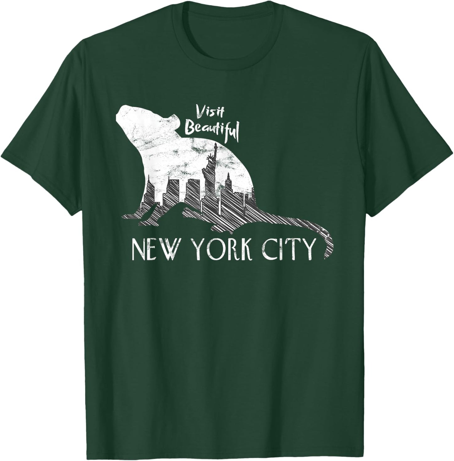 Visit Beautiful New York City Funny Rat Skyline Parody T-Shirt - T-Shirt | Forest