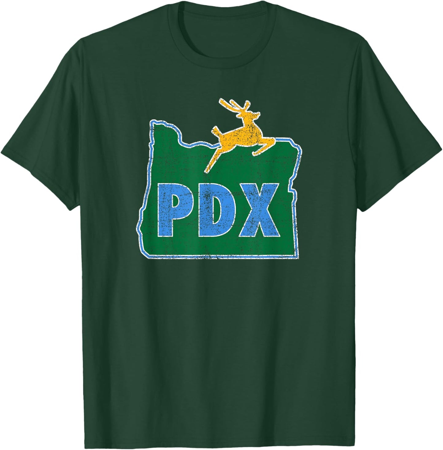 Portland Oregon Sign: PDX Flag Distressed - Portland Oregon T-Shirt - T-Shirt | Forest