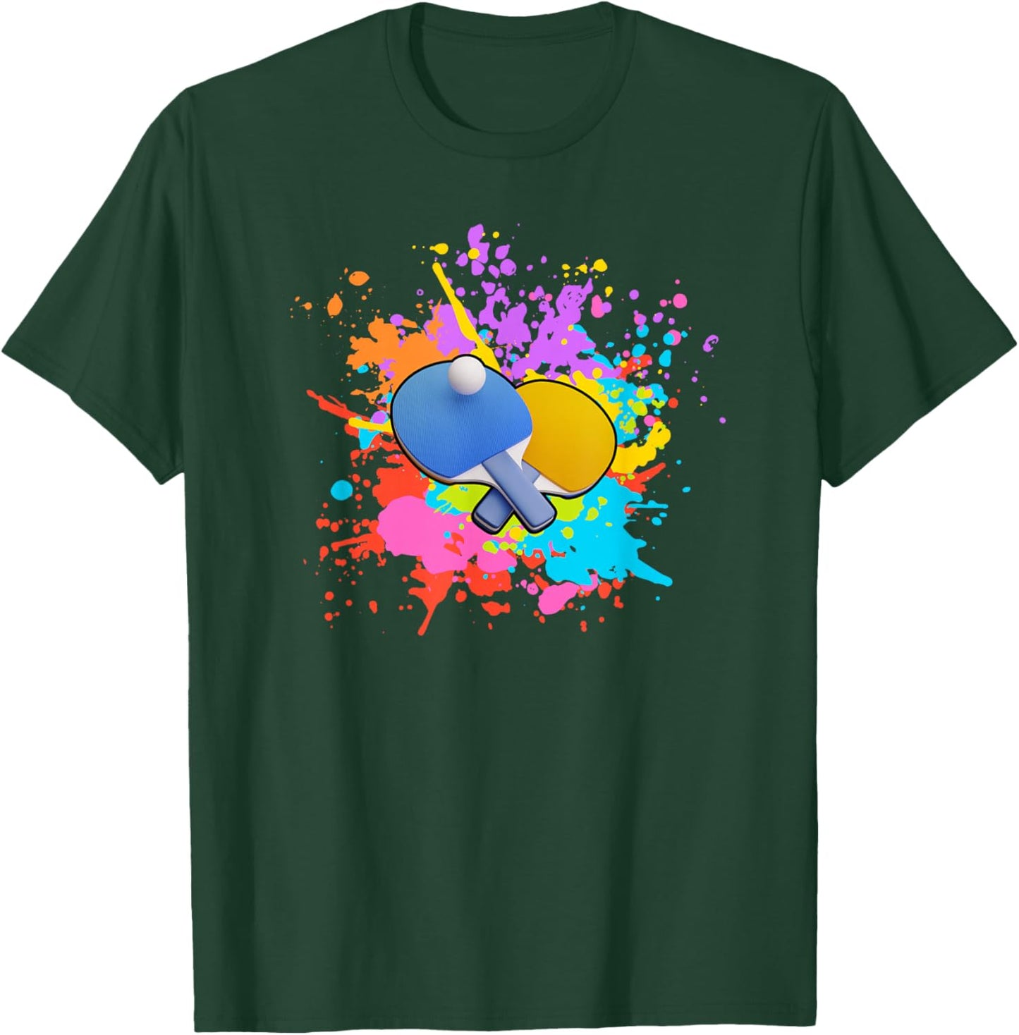 Paint Splash Table Tennis Ping Pong for Children Kids T-Shirt - T-Shirt | Forest