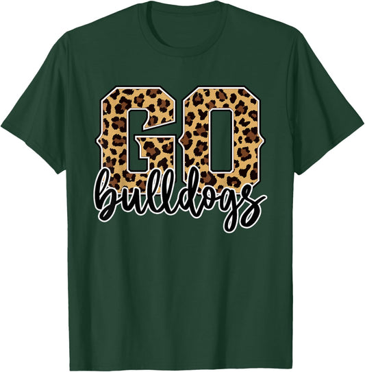 Braves Go Bulldogs Leopard Print Cheetah Graphic T-Shirt - T-Shirt | Forest