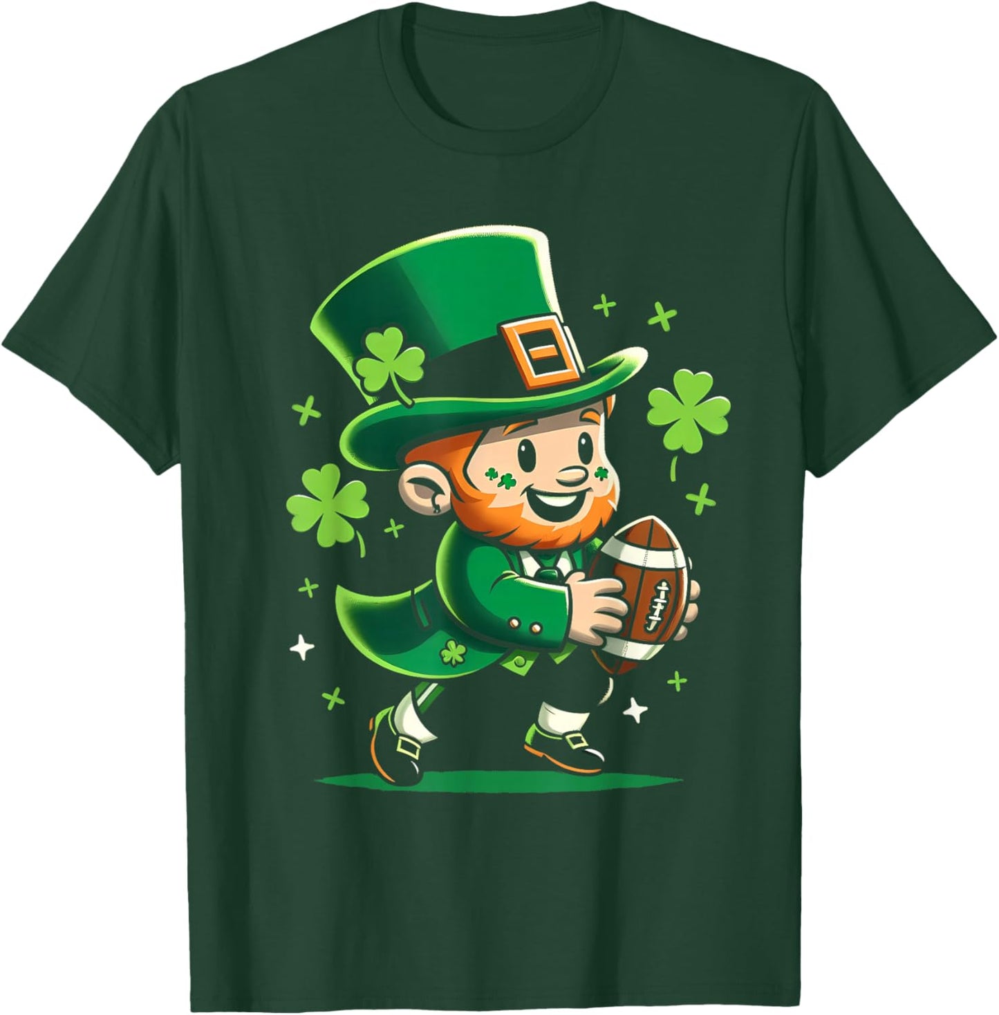 Leprechaun Playing Football St Patricks Day Shamrock Men Boy T-Shirt - T-Shirt | Forest