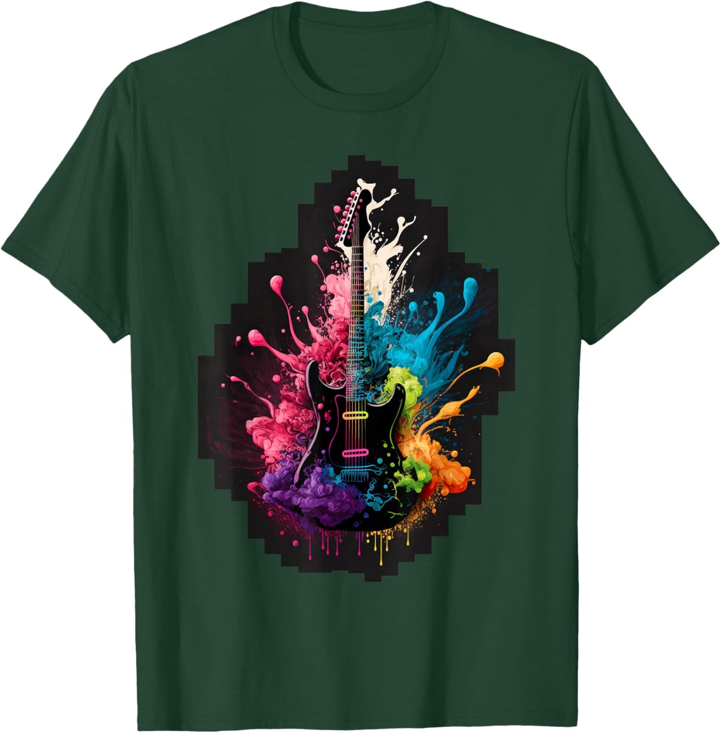 Guitar Splash - Vibrant and Colorful Guitar Design T-Shirt - T-Shirt | Forest