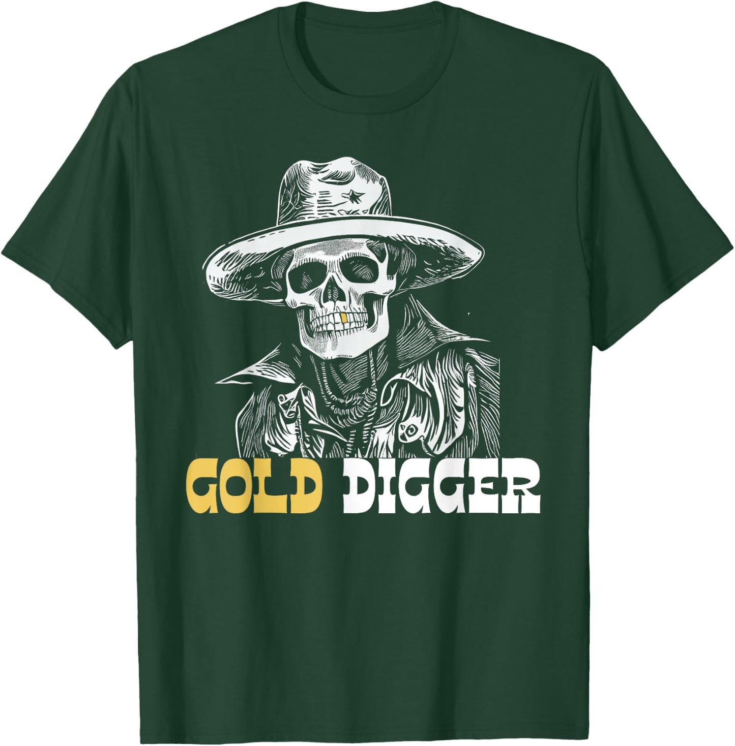 Gold Digger Mining Gold Panning Skull Funny Gold Tooth T-Shirt - T-Shirt | Forest