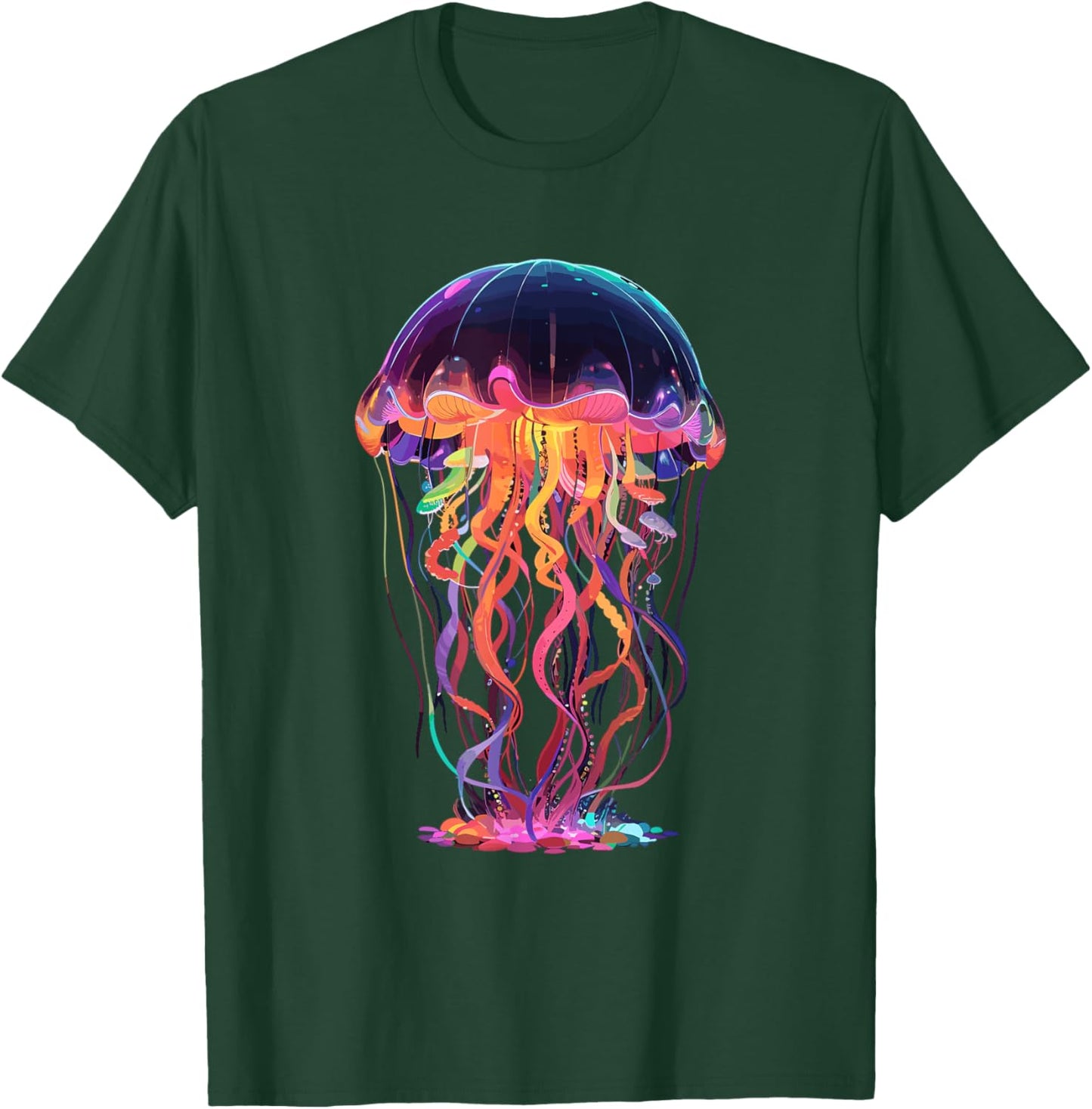 Vibrant Glowing Rainbow Colors Jellyfish T-Shirt - T-Shirt | Forest