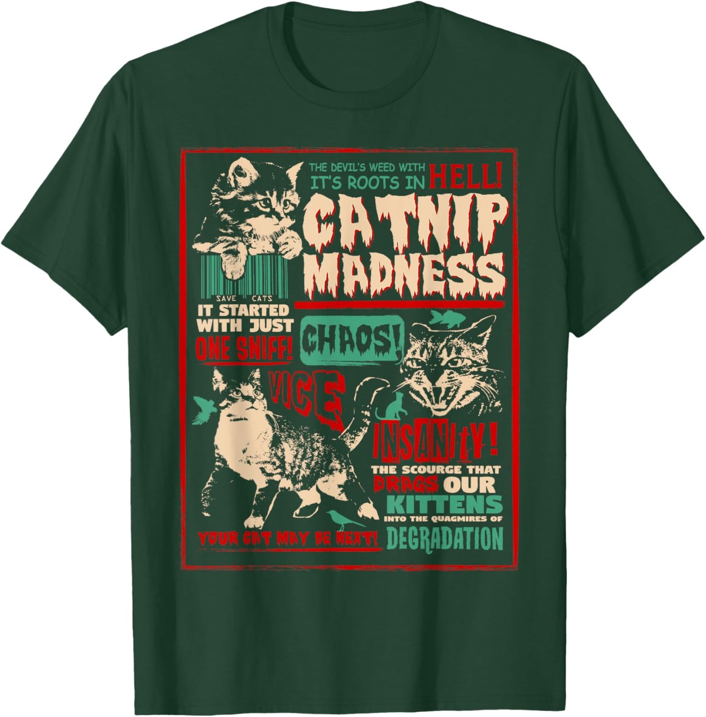 Catnip Madness Cute Kitten Cat Lover Gift Cat Owners T-Shirt - T-Shirt | Forest