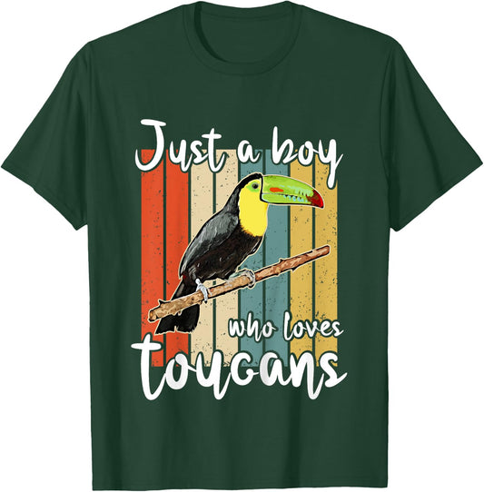Kids Just A Boy Who Loves Toucans Retro Toucan T-Shirt - T-Shirt | Forest