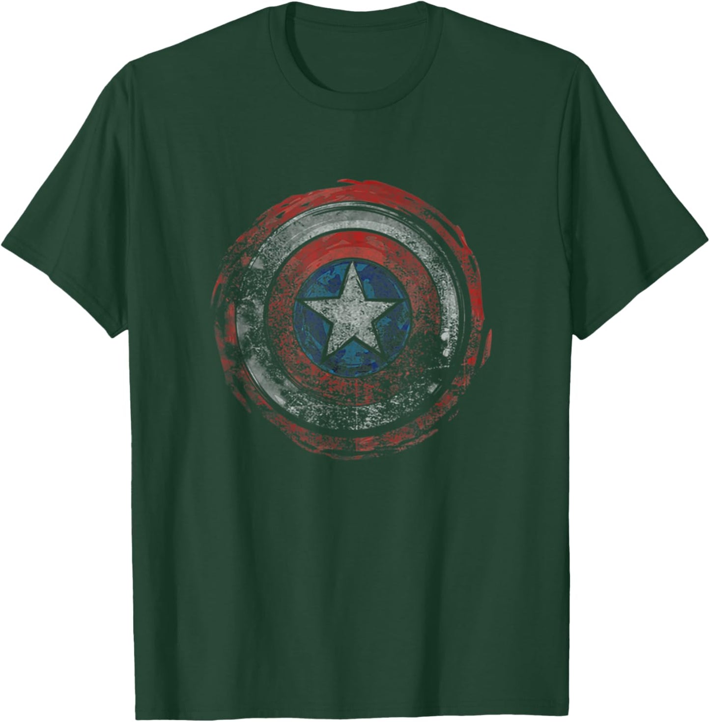 Marvel Comics Distressed Painted Captain America Shield T-Shirt - T-Shirt | Forest