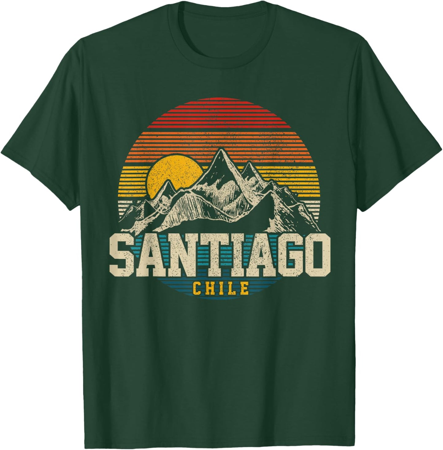 Santiago Chile Vintage Mountains Retro Souvenir Gift T-Shirt - T-Shirt | Forest