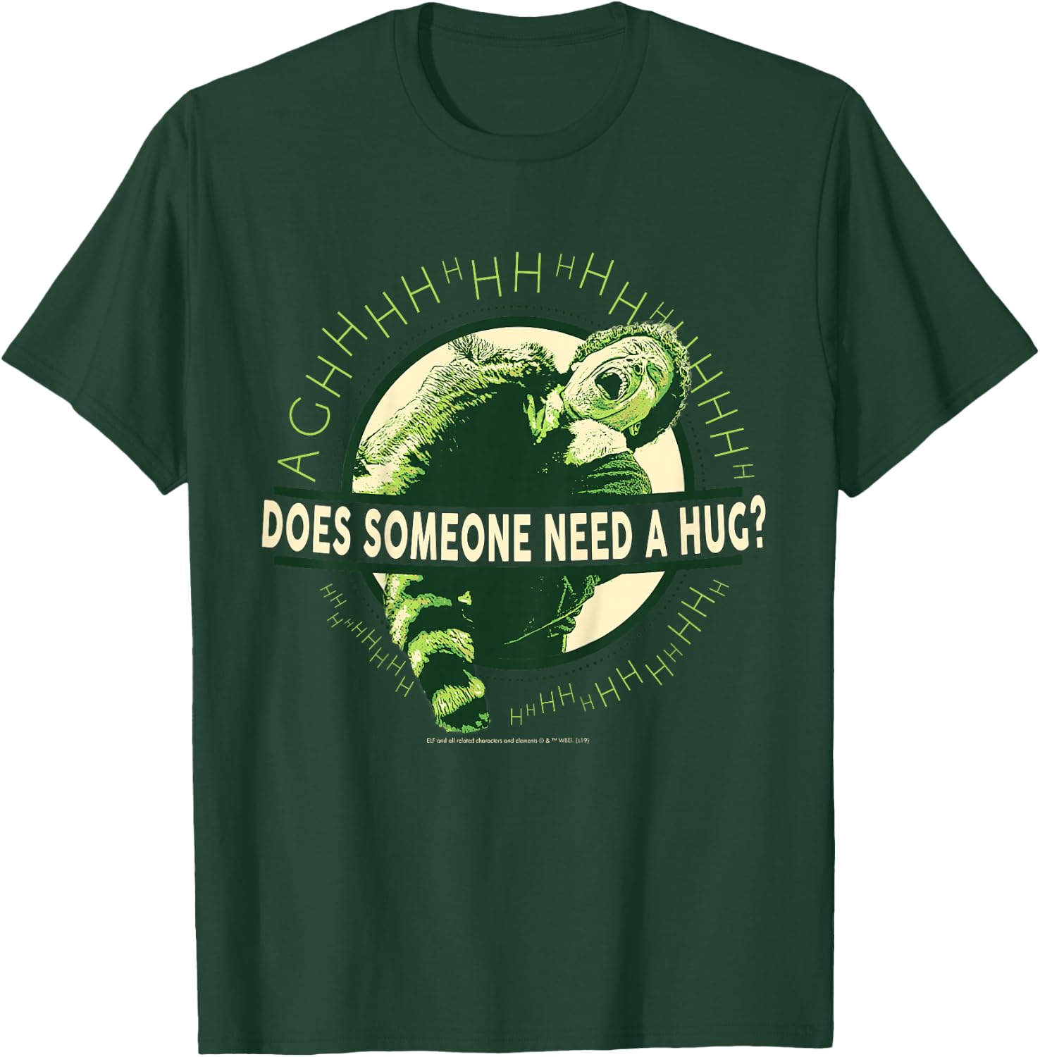 Elf Buddy Hugs Raccoon Text Poster T-Shirt - T-Shirt | Forest