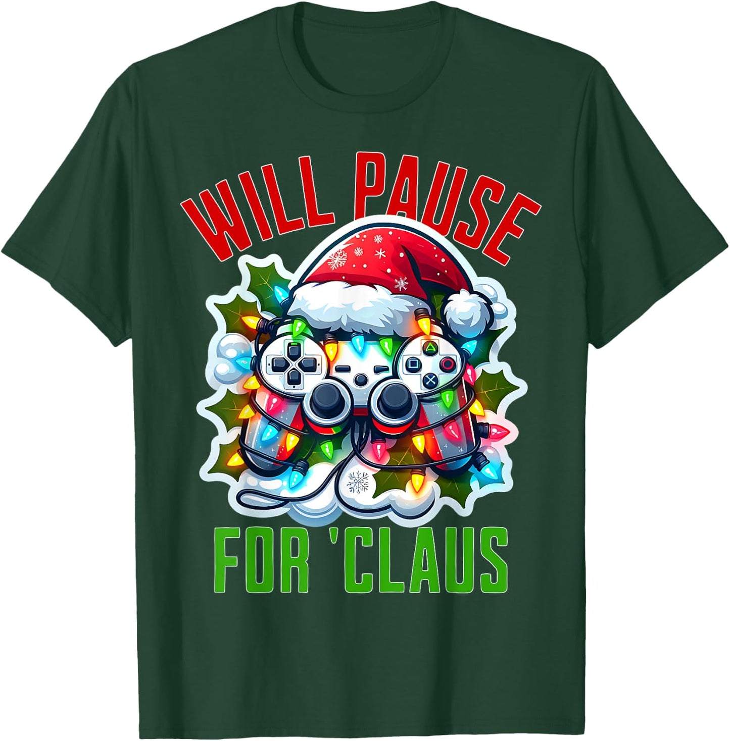 Funny Gamer Christmas Boys Teens Gaming Xmas Kids Video Game T-Shirt - T-Shirt | Forest