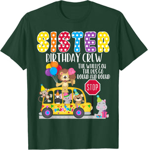 The Wheels On The Bus Sister Birthday Crew Party Toddler T-Shirt - T-Shirt | Forest