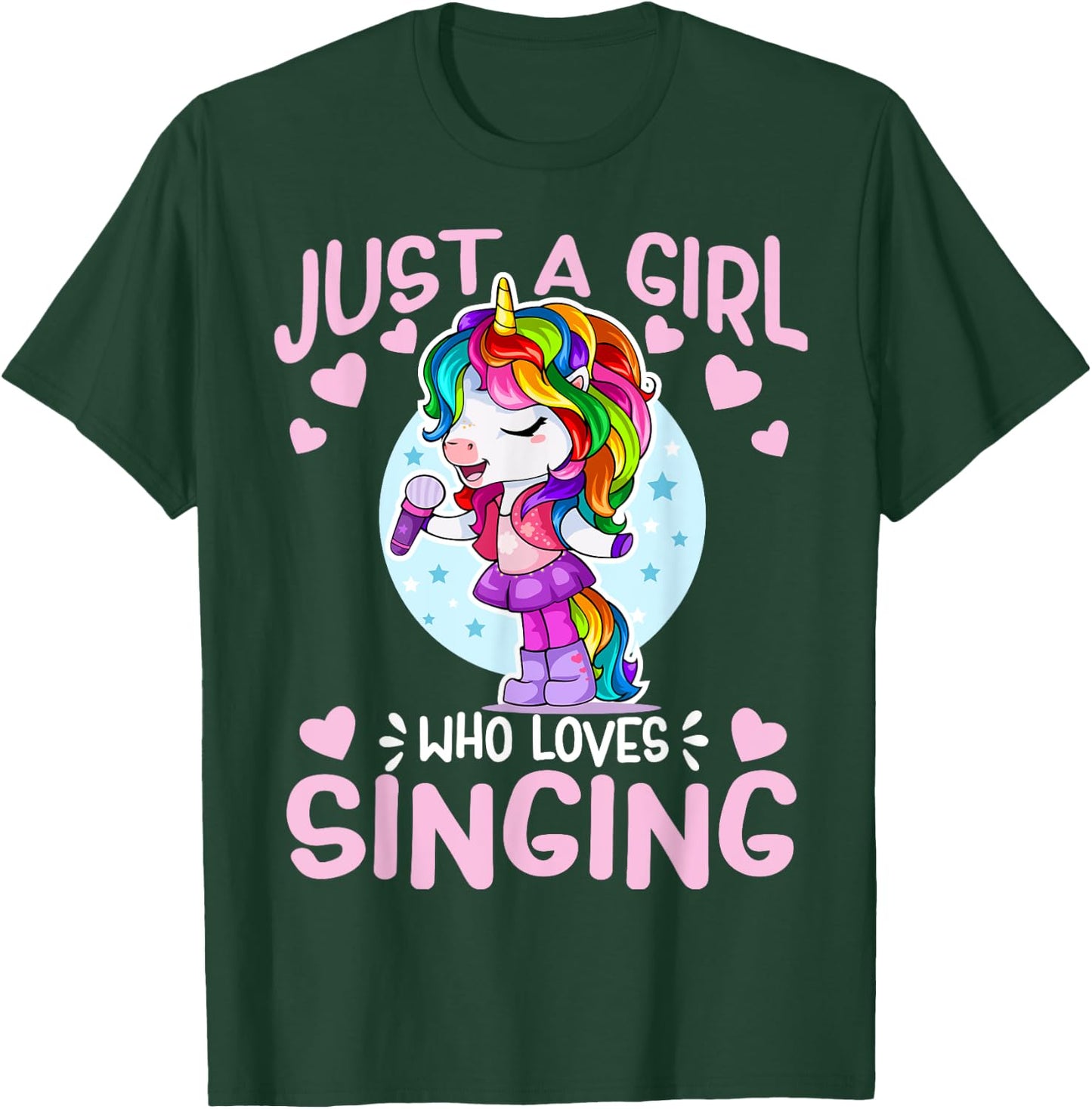 Just A Girl Who Loves Singing Funny Karaoke Singer Unicorn T-Shirt - T-Shirt | Forest