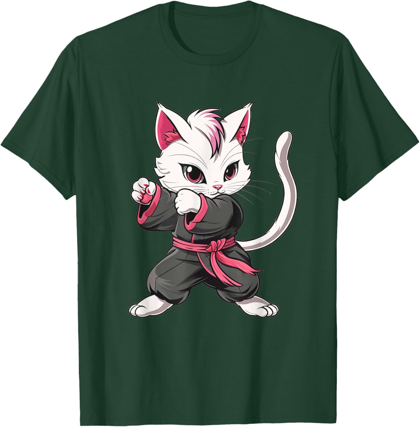 Karate Taekwondo Funny Cat Jiu Jitsu Women Girls MMA T-Shirt - T-Shirt | Forest