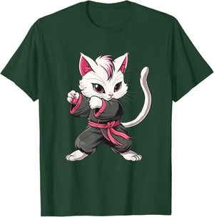 Karate Taekwondo Funny Cat Jiu Jitsu Women Girls MMA T-Shirt - T-Shirt | Forest