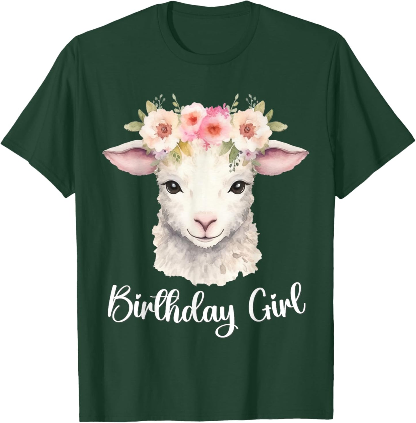 Lamb, Sheep with Flowers for the Birthday Girl T-Shirt - T-Shirt | Forest