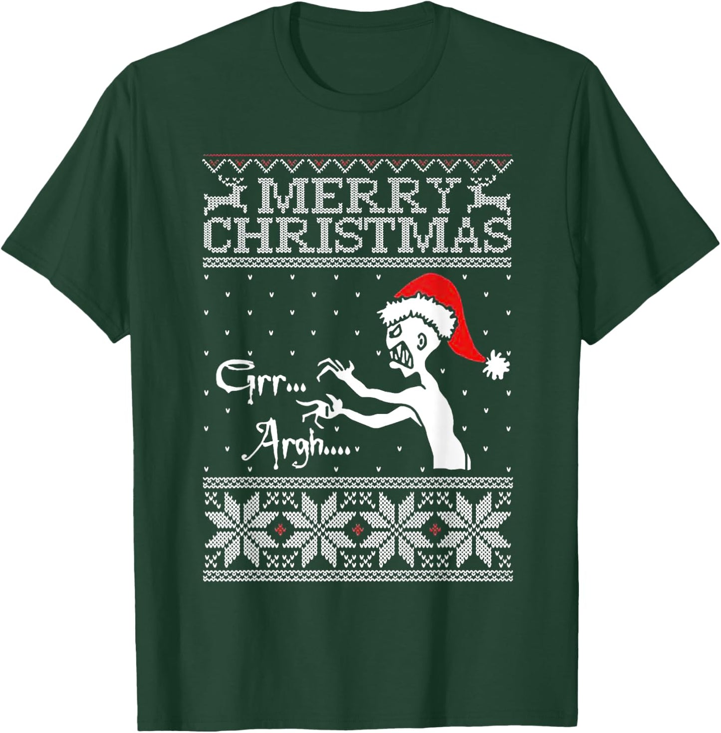 Merry Christmas Grr Argh Ugly Zombie Santa T-Shirt - T-Shirt | Forest
