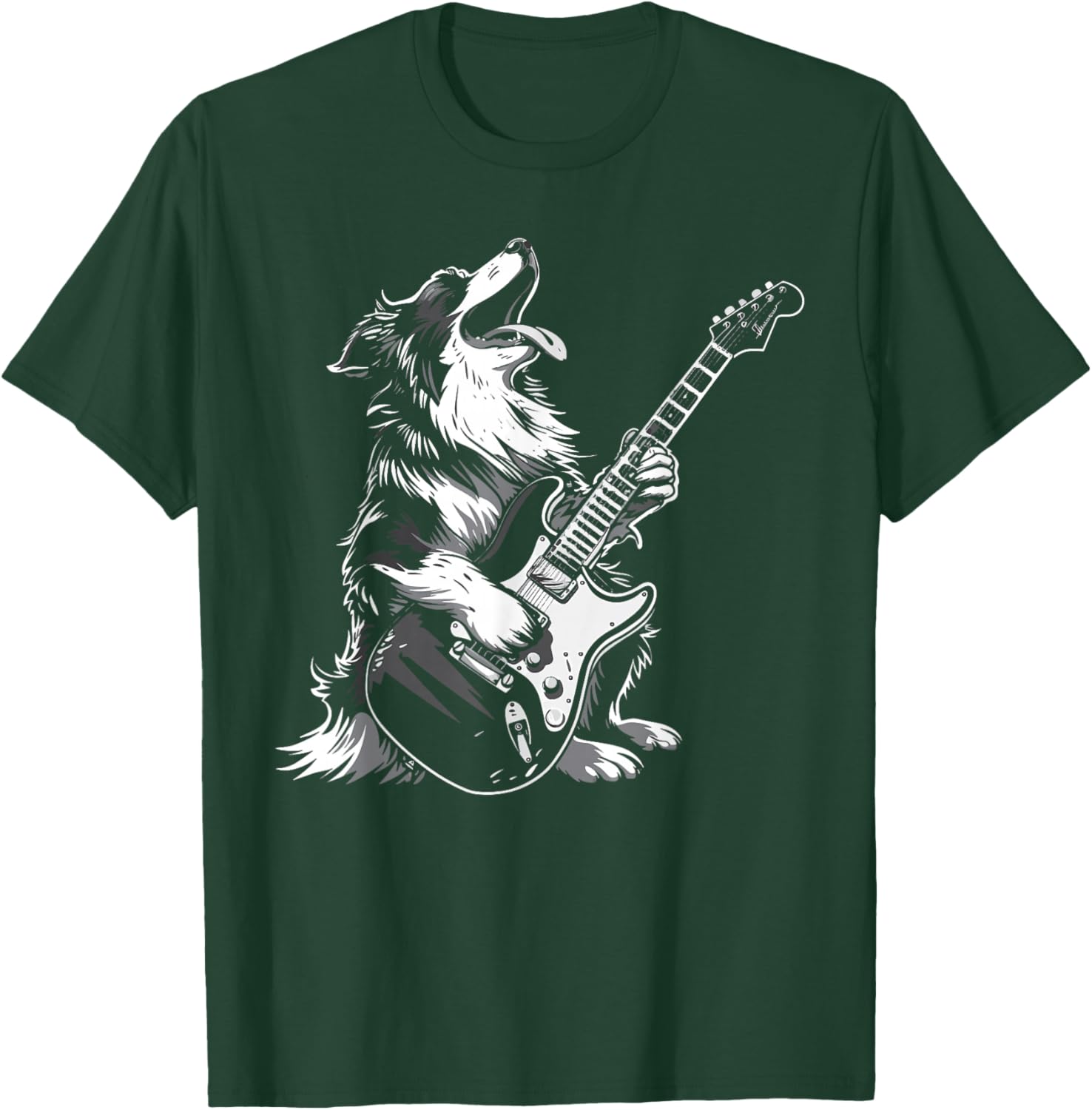 Dog Guitarist Guitar - Australian Shepherd Dad Mom T-Shirt - T-Shirt | Forest