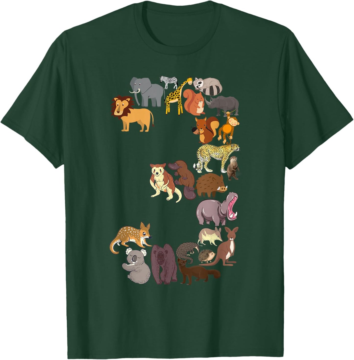 3rd Birthday Safari Zoo Animals Figures Toddler 3 Year Old T-Shirt - T-Shirt | Forest