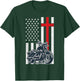 Christian Biker Motorcycle American Flag Cross T-Shirt - T-Shirt | Forest