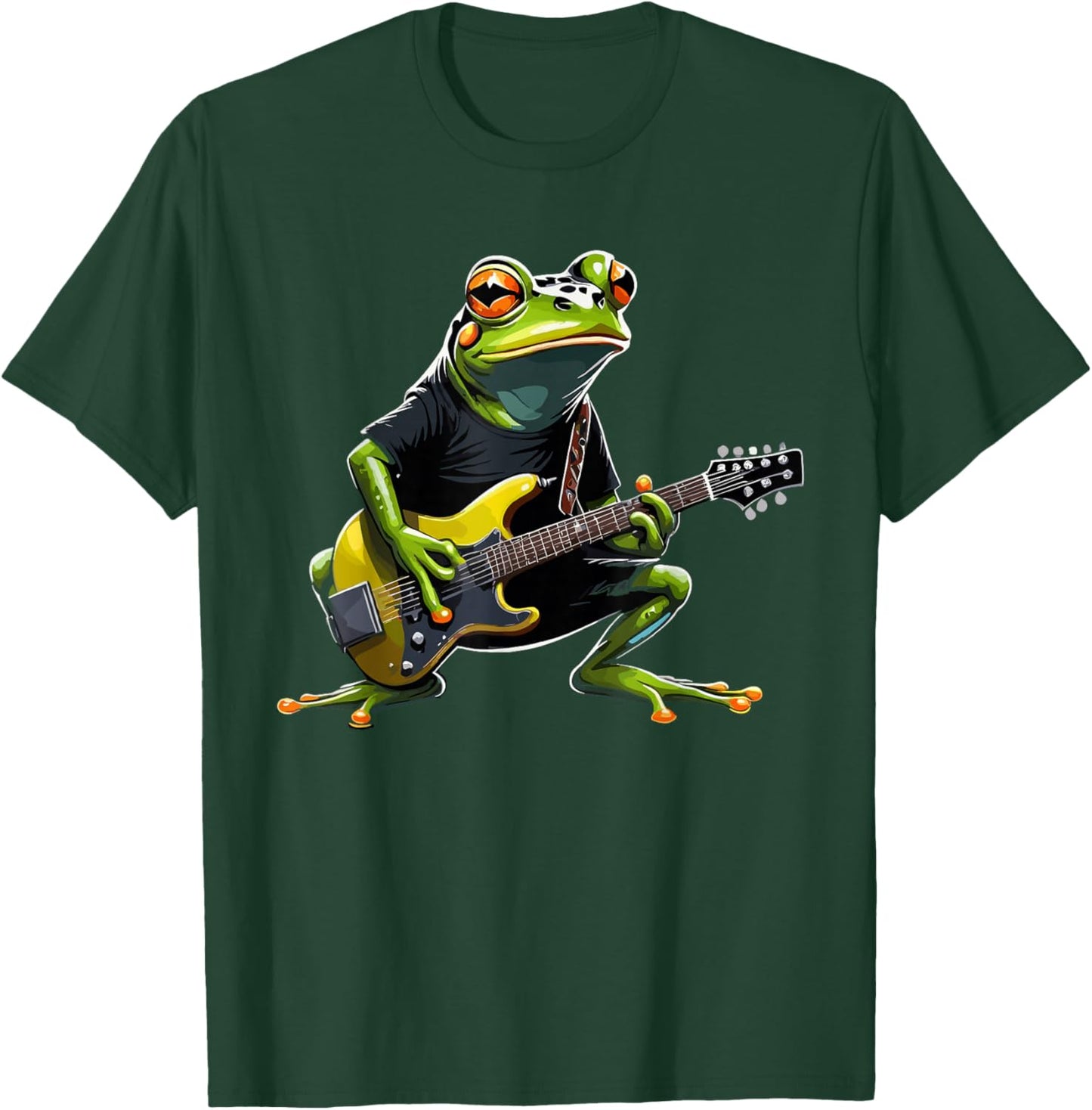 Frog playing Electric Guitar, Frog Guitarist T-Shirt - T-Shirt | Forest