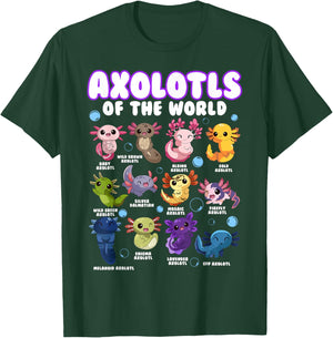 Axolotl Shirt Cute Axolotls Animals of the World Herpetology T-Shirt - T-Shirt | Forest
