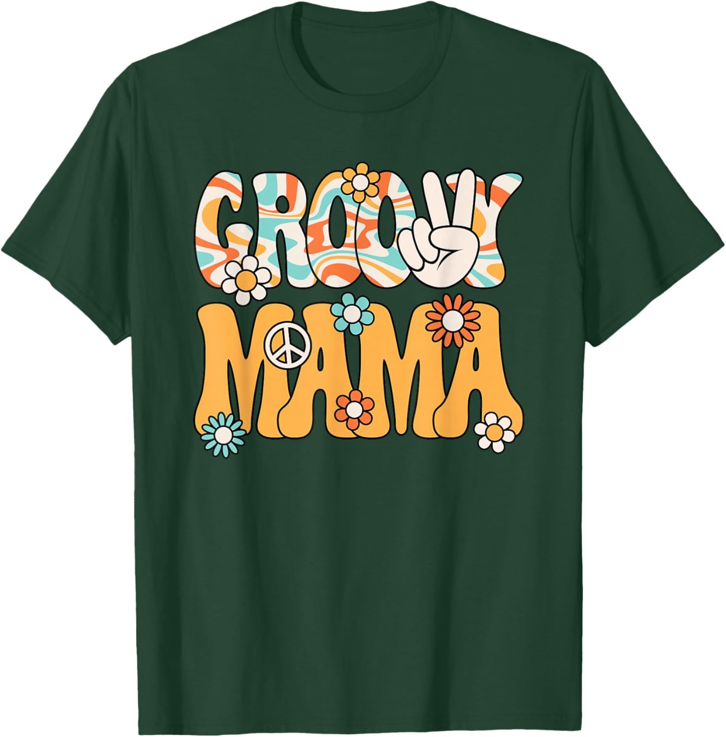 Groovy Mama Mom Retro Hippie 60s 70s Party Outfit Women T-Shirt - T-Shirt | Forest