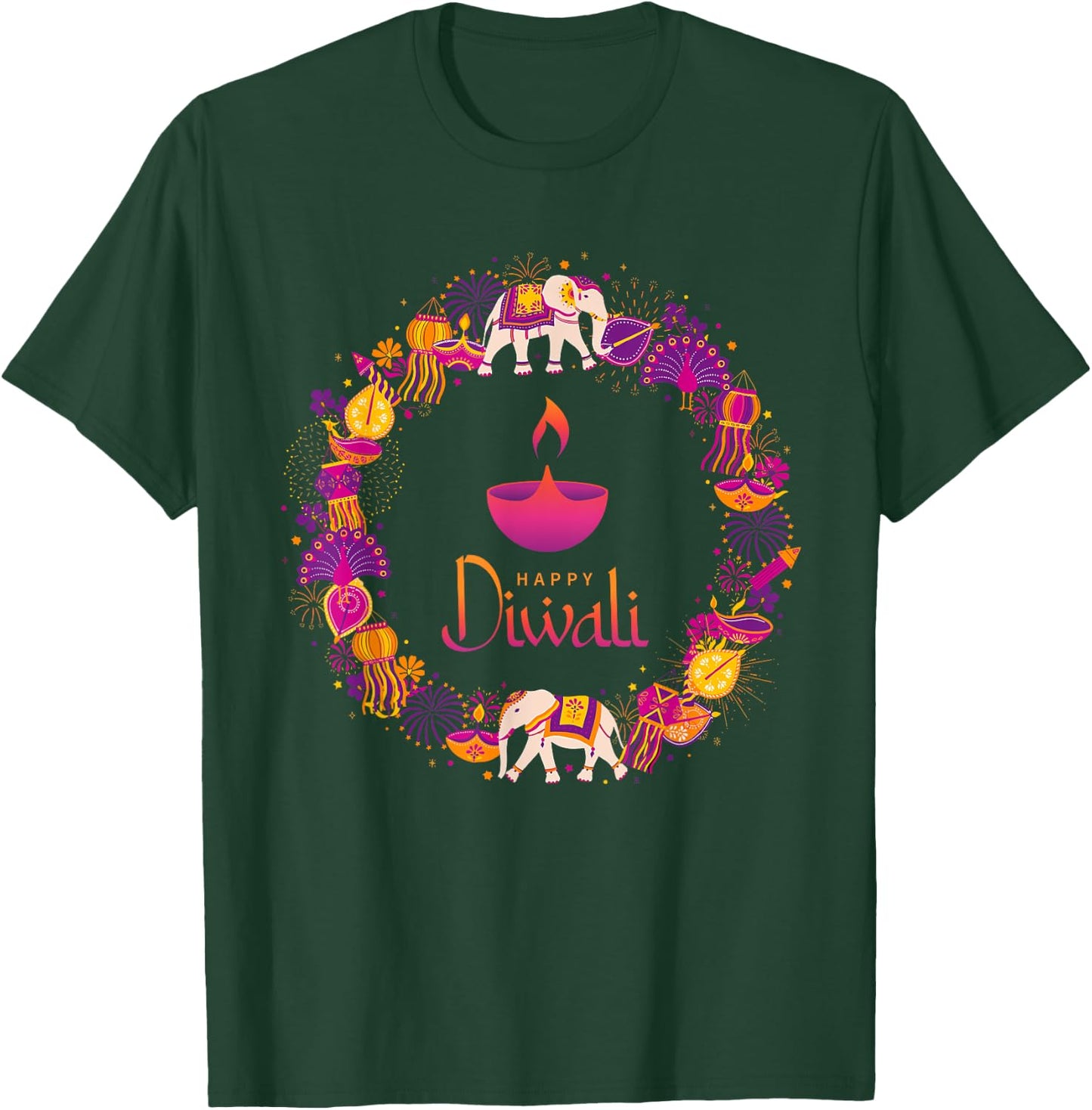 Happy Diwali Festival of Lights Deepavali Hindu Indian T-Shirt - T-Shirt | Forest