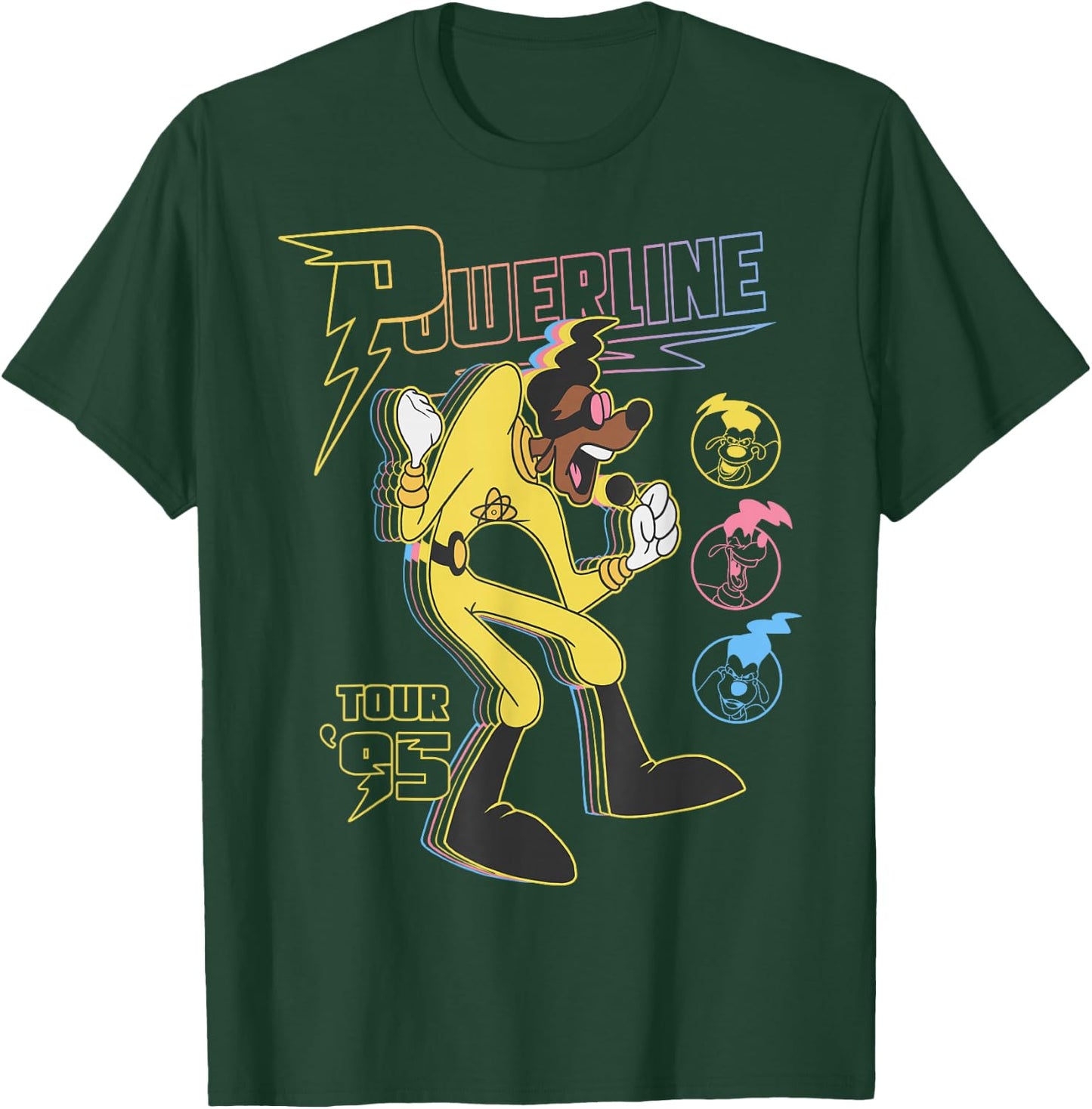Disney A Goofy Movie Powerline Tour '95 Retro Neon Poster T-Shirt - T-Shirt | Forest