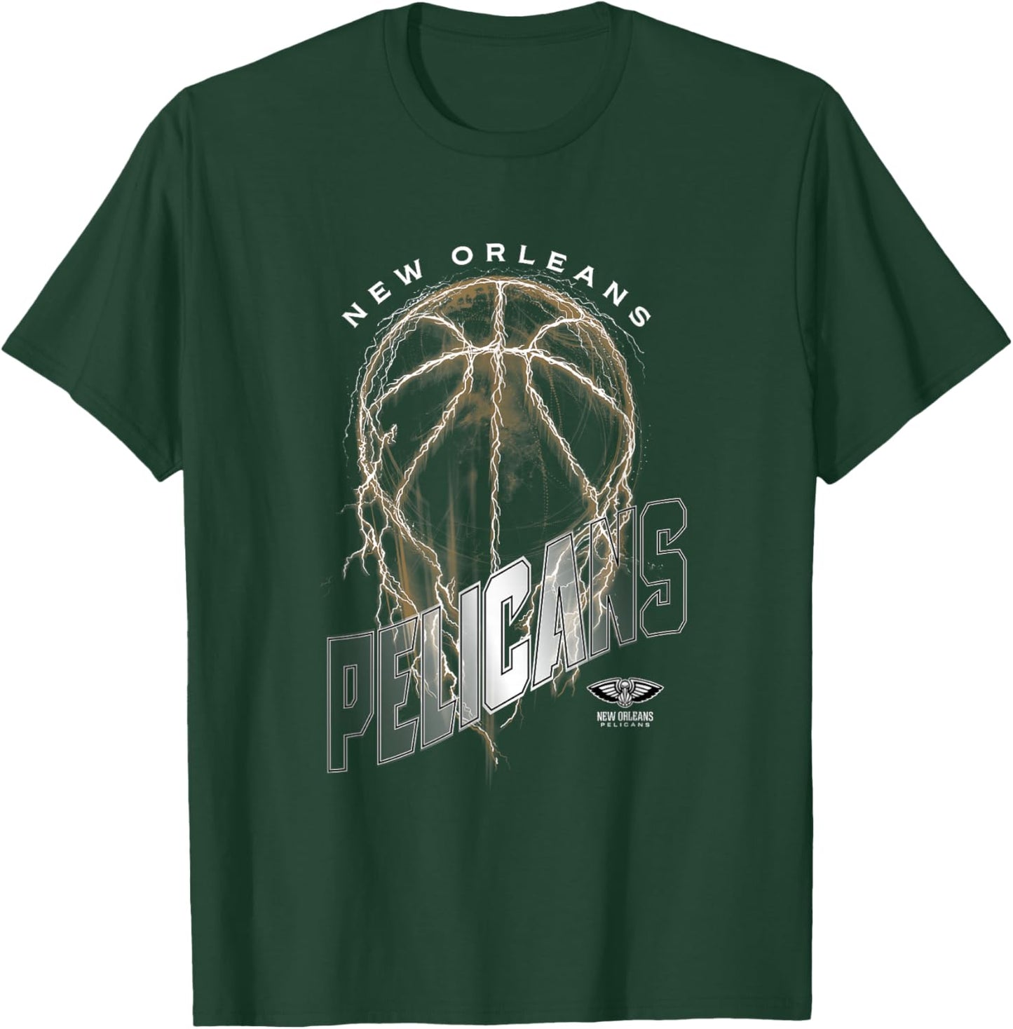 NBA New Orleans Pelicans Lightning Bolt Basketball Logo T-Shirt - T-Shirt | Forest