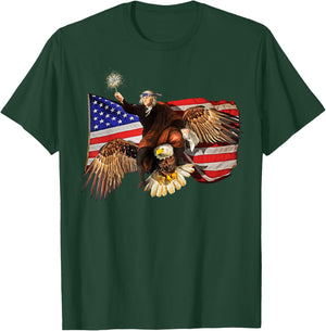 Ben Franklin Riding Eagle Shirt Funny July 4th American Flag T-Shirt - T-Shirt | Forest