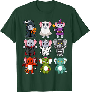 Elephant Spooky Ghost Horror Pumpkin Elephant Halloween T-Shirt - T-Shirt | Forest