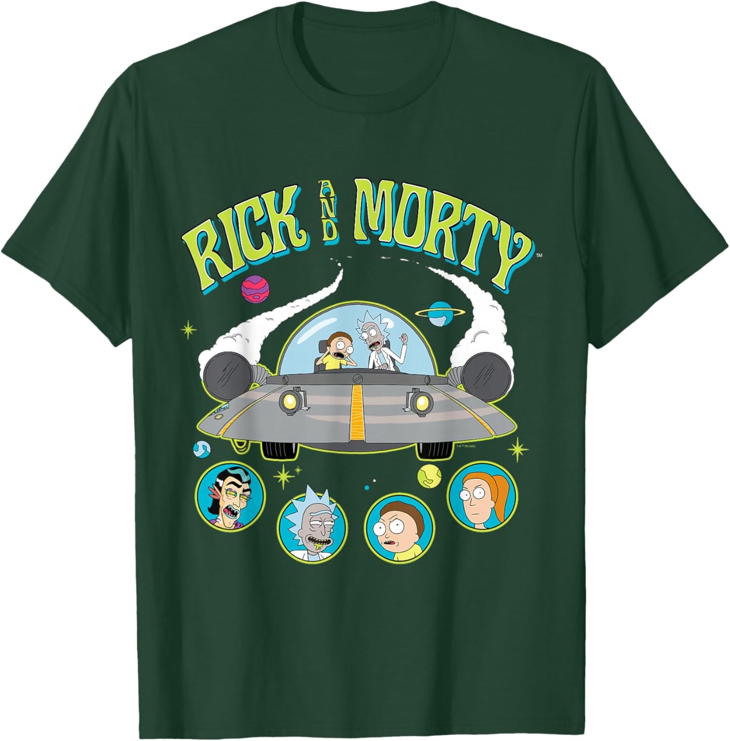 Rick and Morty Space Cruiser Ship Adult Cartoon Fashion T-Shirt - T-Shirt | Forest