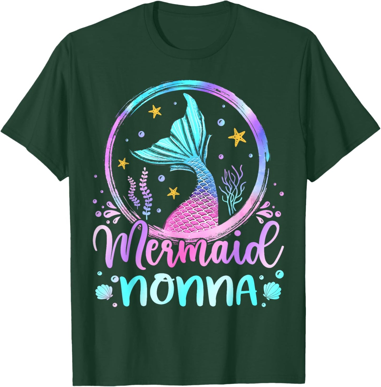 Mermaid Nonna Cute Mermaid Birthday Family Matching T-Shirt - T-Shirt | Forest