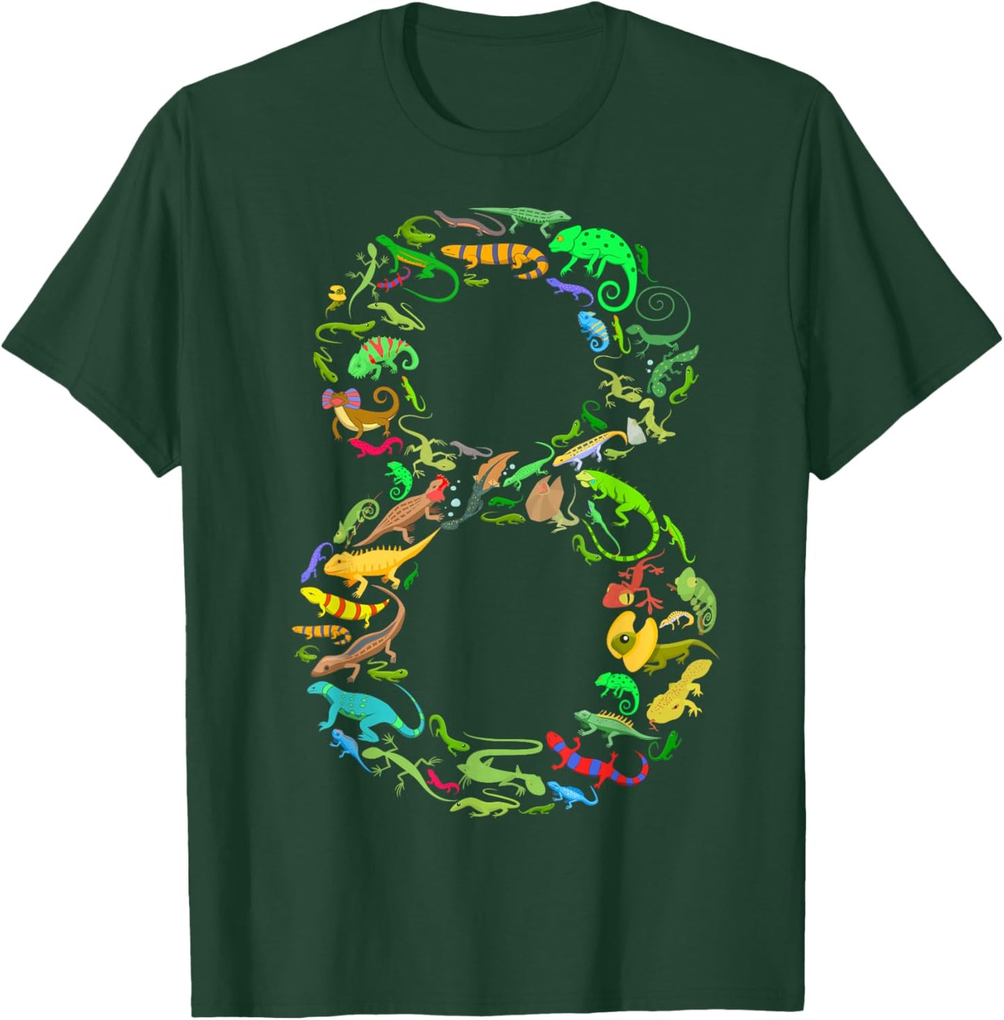 8th Birthday Lizard Reptile Birthday Party 8 Year Old 8 T-Shirt - T-Shirt | Forest