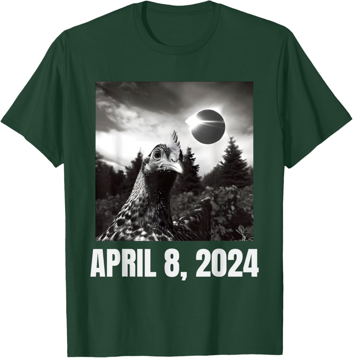 Funny 2024 Solar Eclipse Chicken Selfie Meme T-Shirt - T-Shirt | Forest