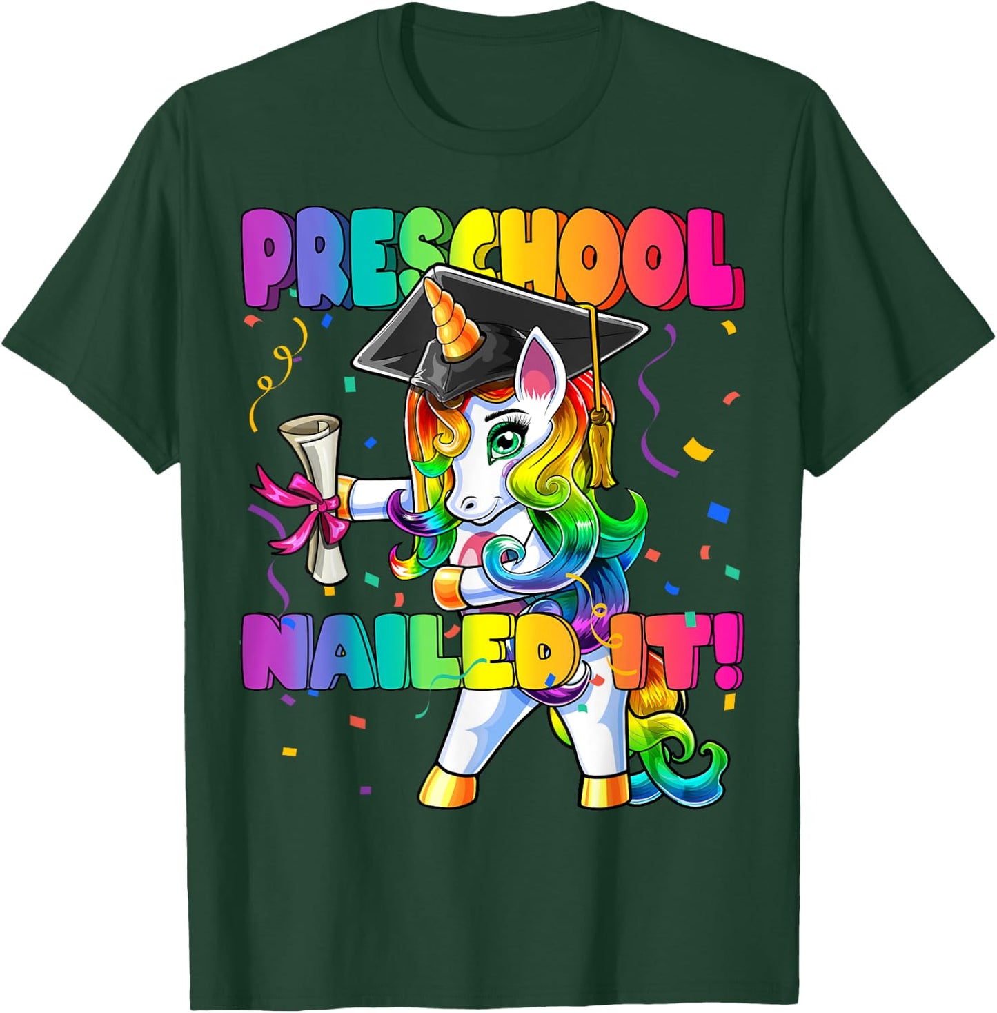 Flossing Unicorn Preschool Graduation Cap Diploma Gift Girls T-Shirt - T-Shirt | Forest