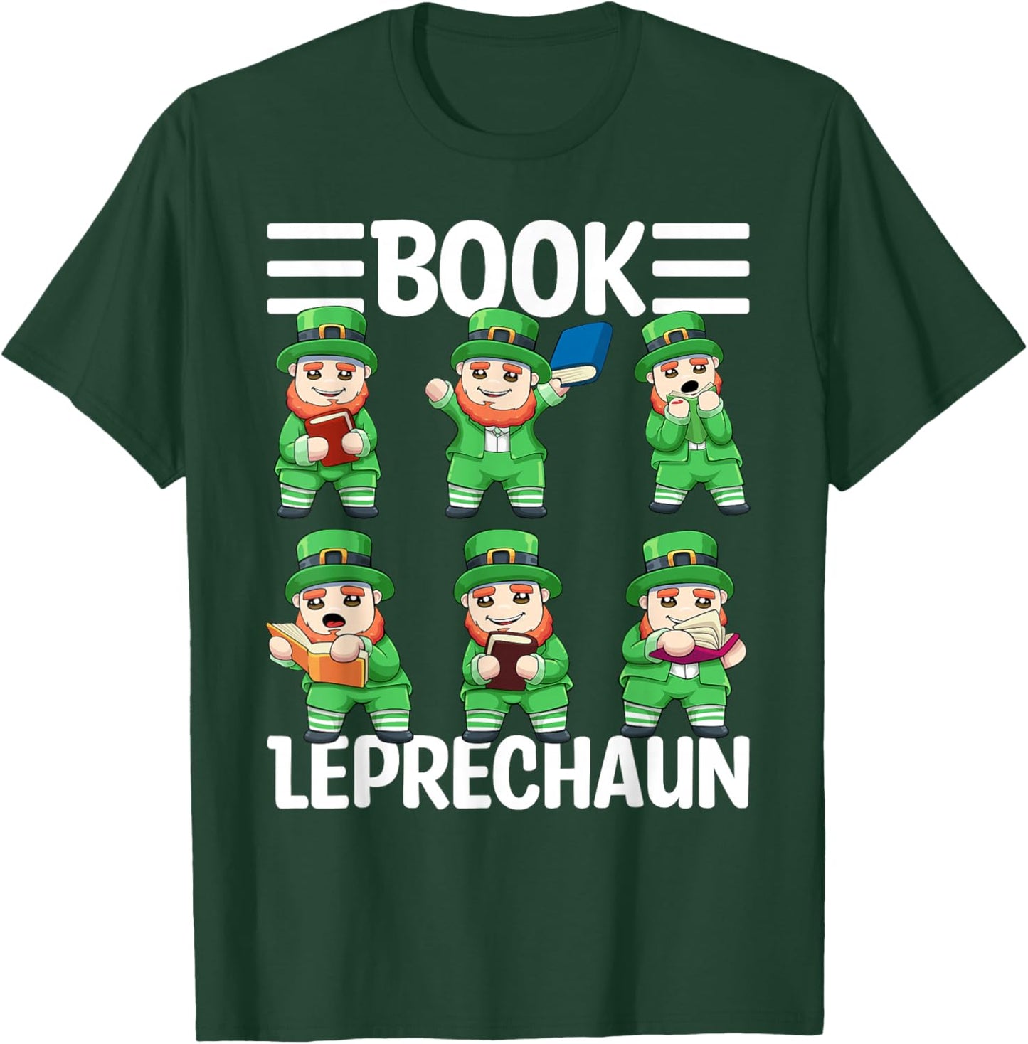 Book Leprechaun St. Patrick's Day Library Librarian Reading T-Shirt - T-Shirt | Forest