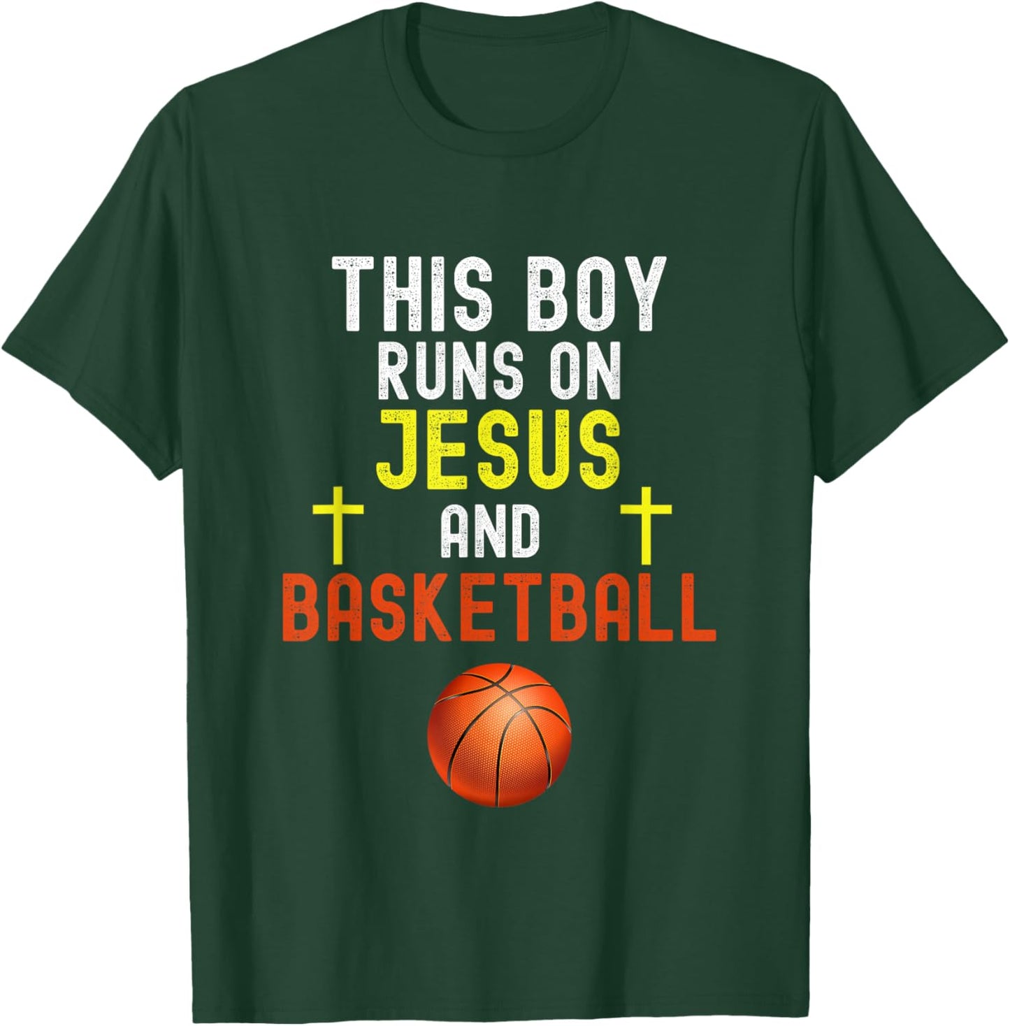 This Boy Runs On Jesus And Basketball Funny Christian Humor T-Shirt - T-Shirt | Forest