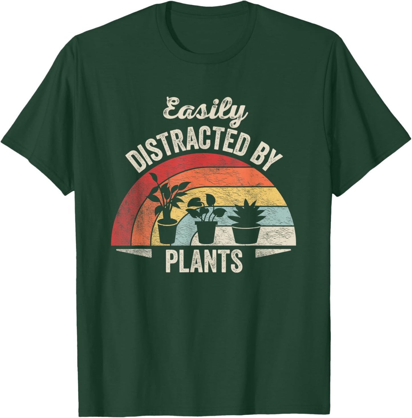 Retro Vintage Easily Distracted by Plants Funny Gardening T-Shirt - T-Shirt | Forest