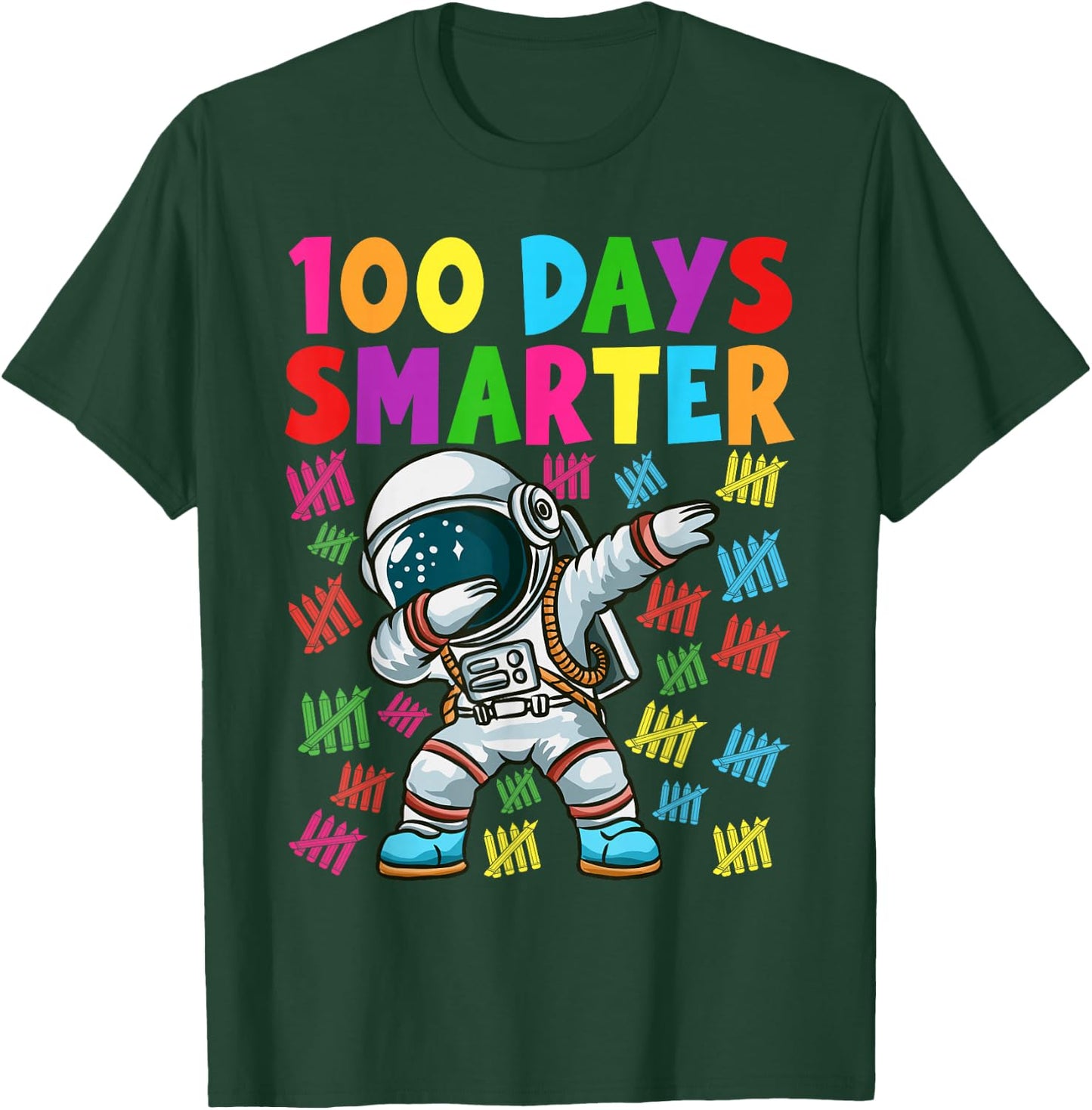 100 Days Smarter 100th Day of School Dabbing Space Kids T-Shirt - T-Shirt | Forest