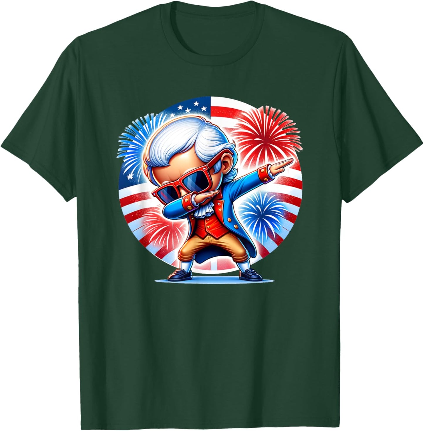 July 4th Dabbing George Washington Patriotic Fireworks Funny T-Shirt - T-Shirt | Forest