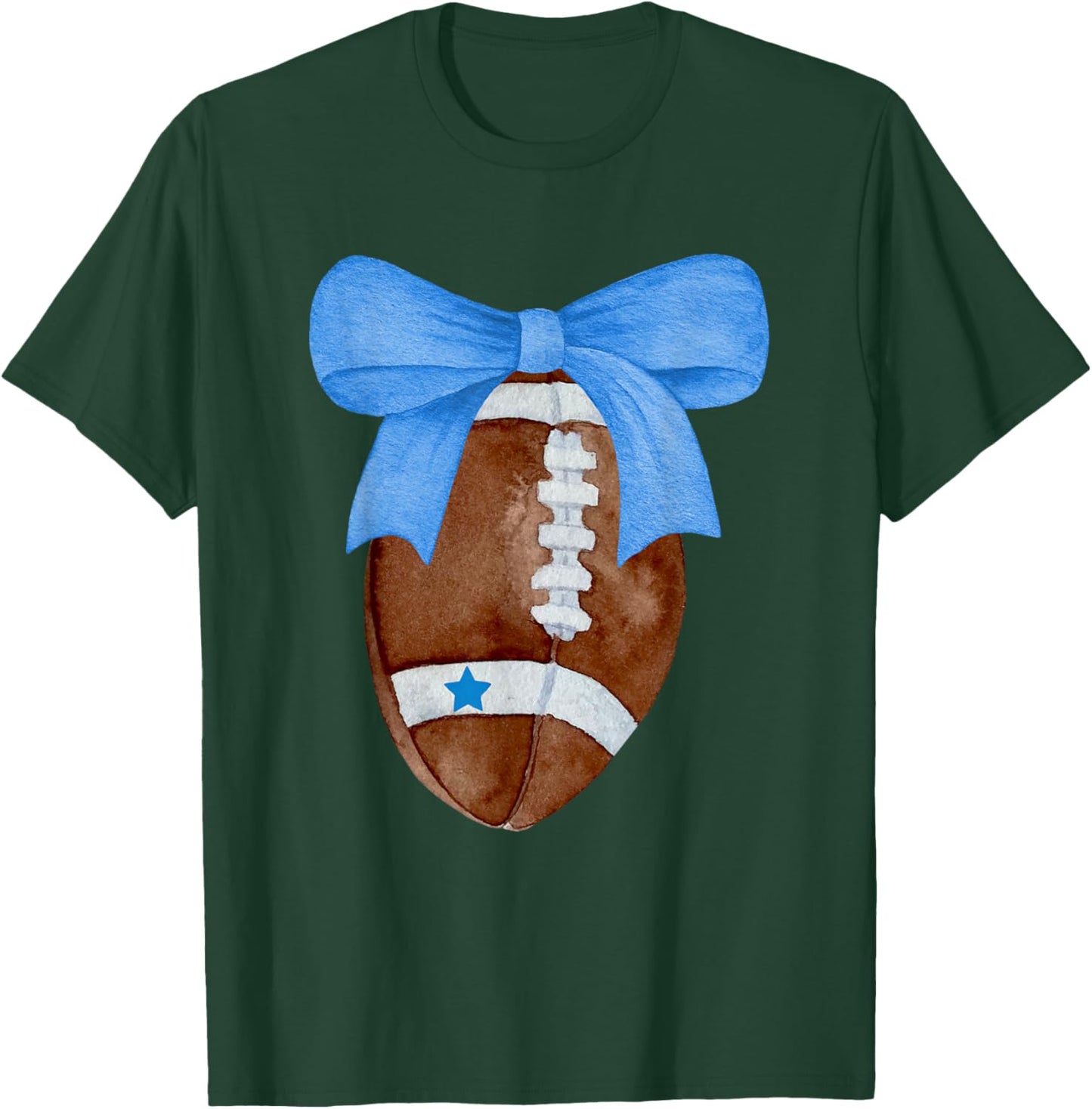 Football Coquette Bow Football Mom Women Girls Kids Dallas T-Shirt - T-Shirt | Forest