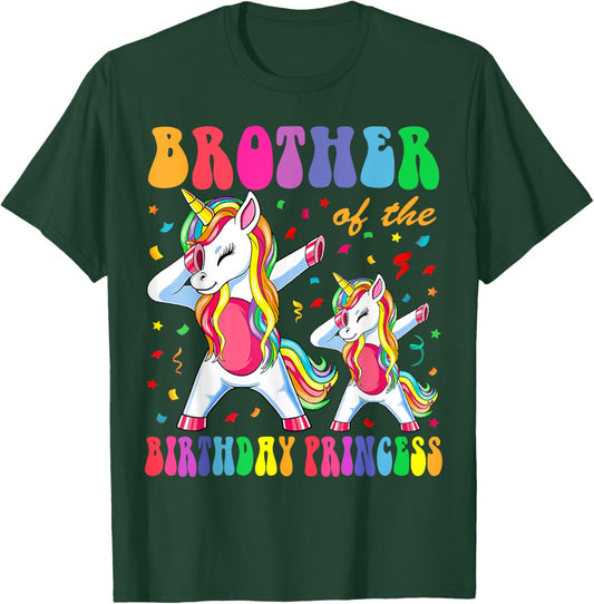 Brother of the Birthday Princess Girl Dabbing Unicorn Family T-Shirt - T-Shirt | Forest