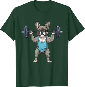 French Bulldog Weightlifting Frenchie Deadlift Fitness Gym Women Kids T-Shirt - T-Shirt | Forest