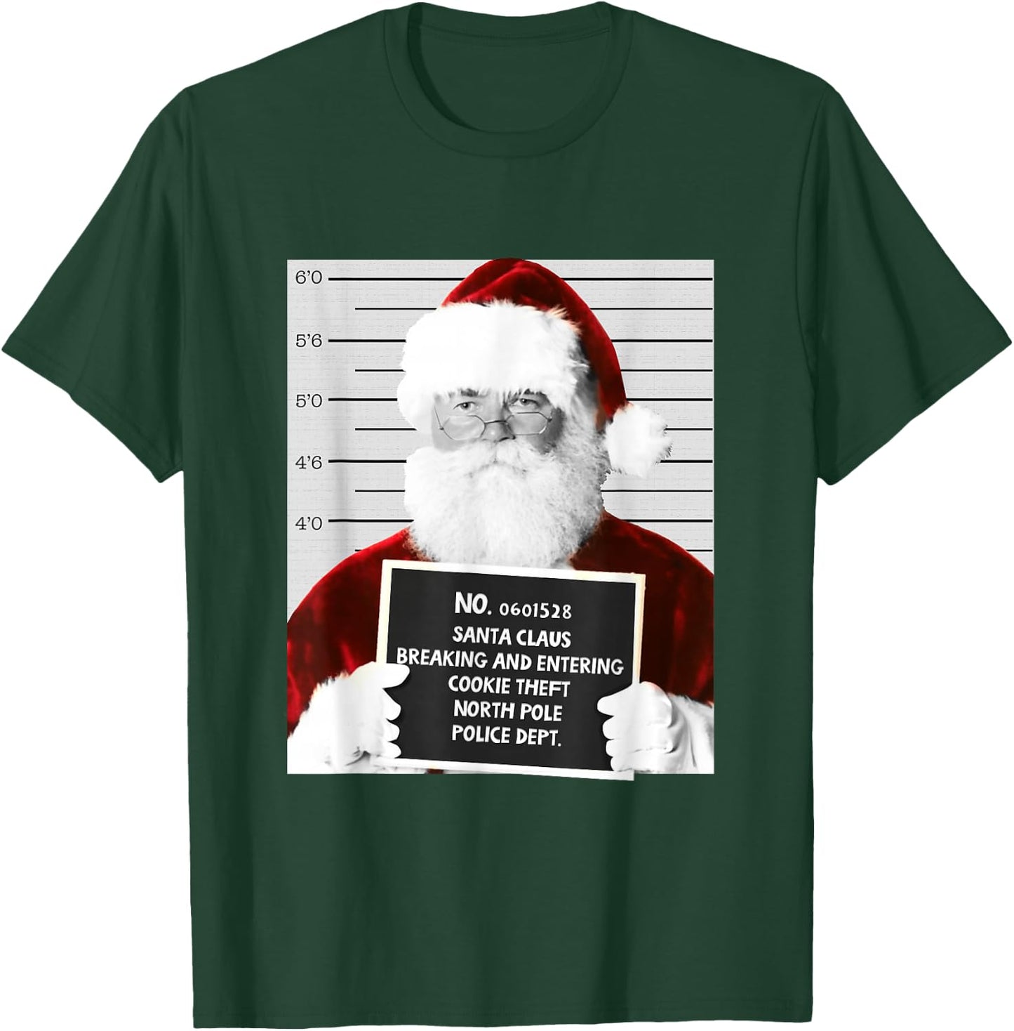 Funny Santa Mugshot in Prison Christmas T-Shirt - T-Shirt | Forest