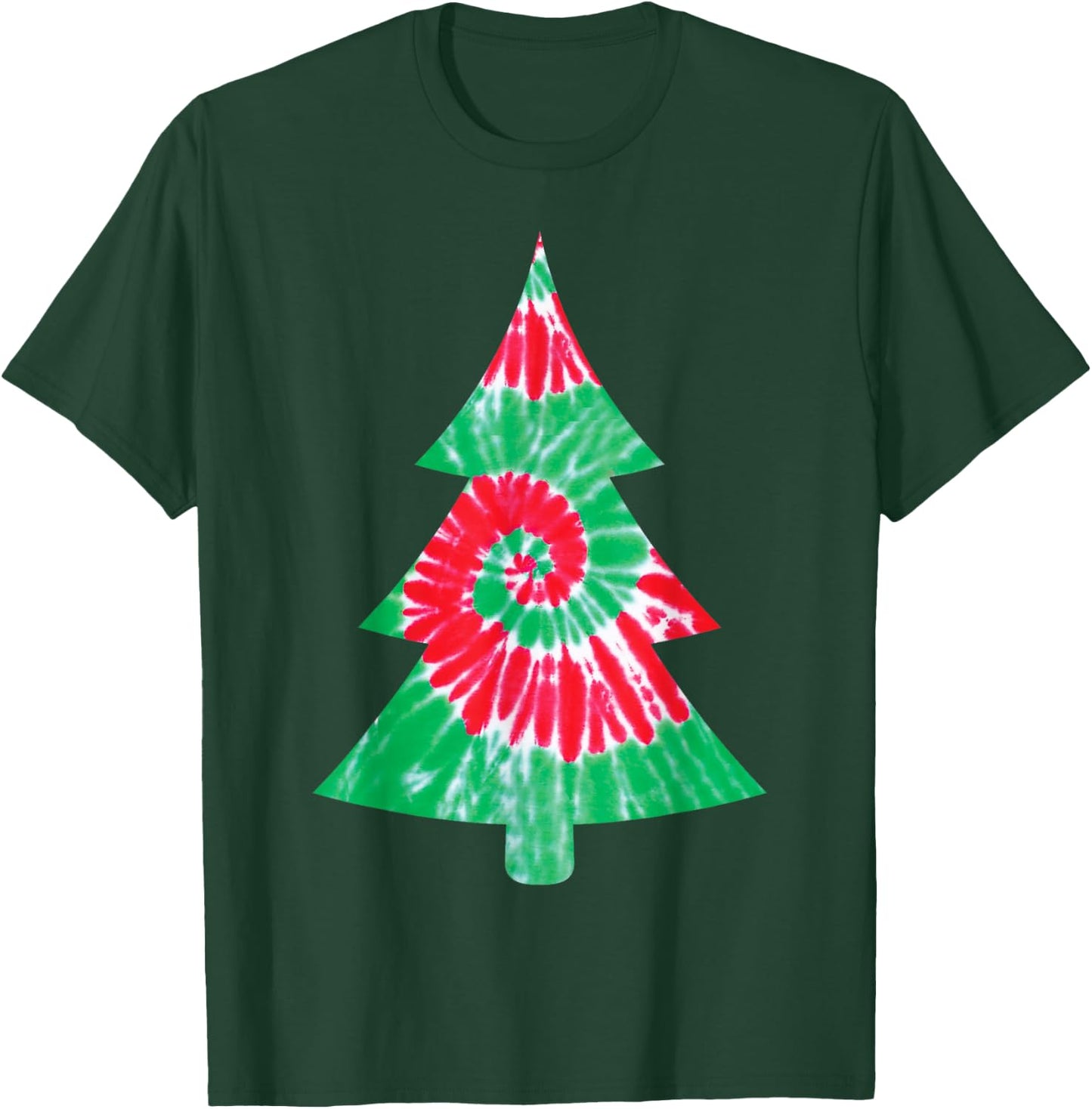 Groovy Christmas Tie Dye Tree T Shirt Tye Die Top T-Shirt - T-Shirt | Forest