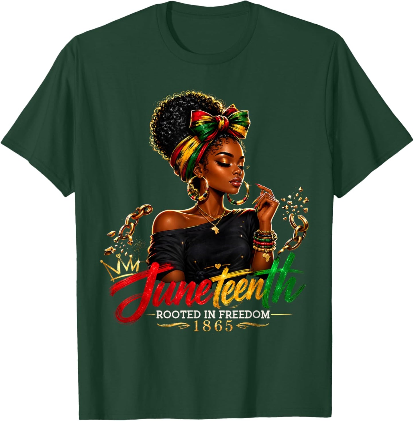 Juneteenth Rooted in Freedom Since 1865 Black Women T-Shirt - T-Shirt | Forest