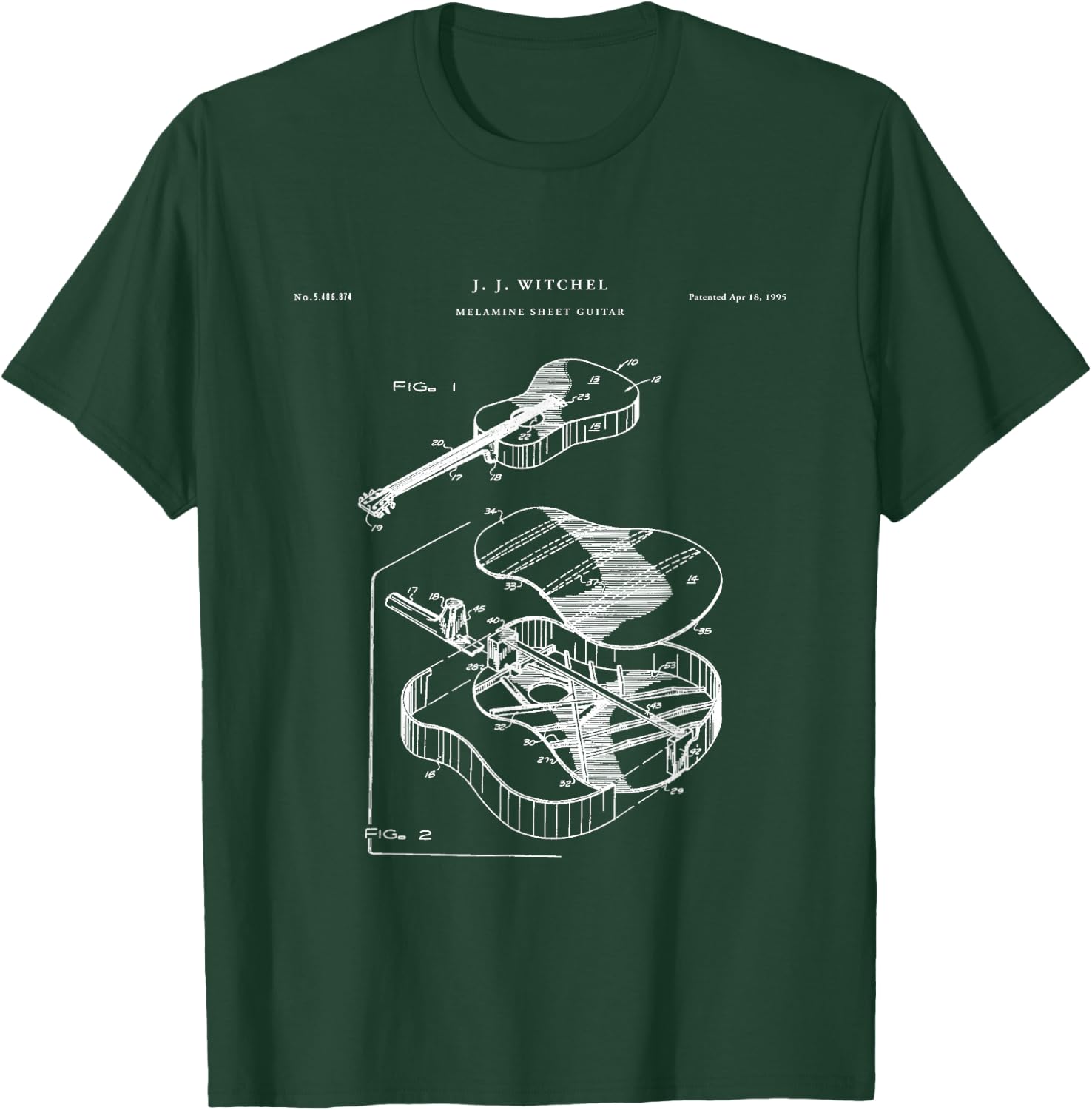 Martin Guitar Patent - Music T-Shirt - T-Shirt | Forest